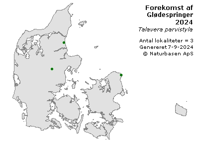 Glødespringer - udbredelseskort