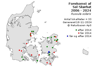 Sol-Skørhat - udbredelseskort