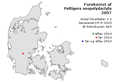 Peltigera neopolydactyla - udbredelseskort